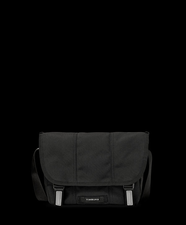 Black Canvas Messenger Bag with Grey Star Front Print