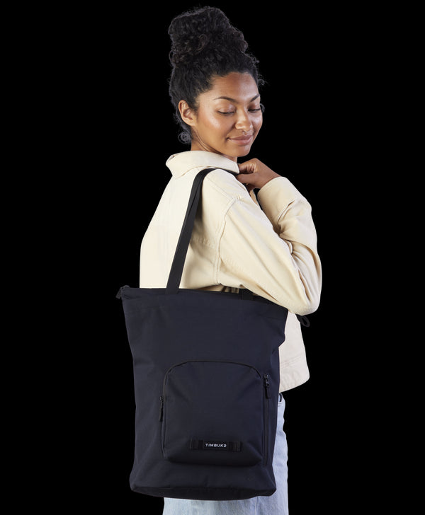Black tote backpack top